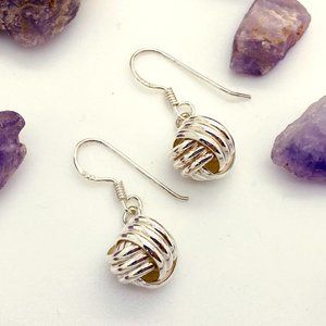 NIB Sterling Silver Love Knot Dangle Earrings 007